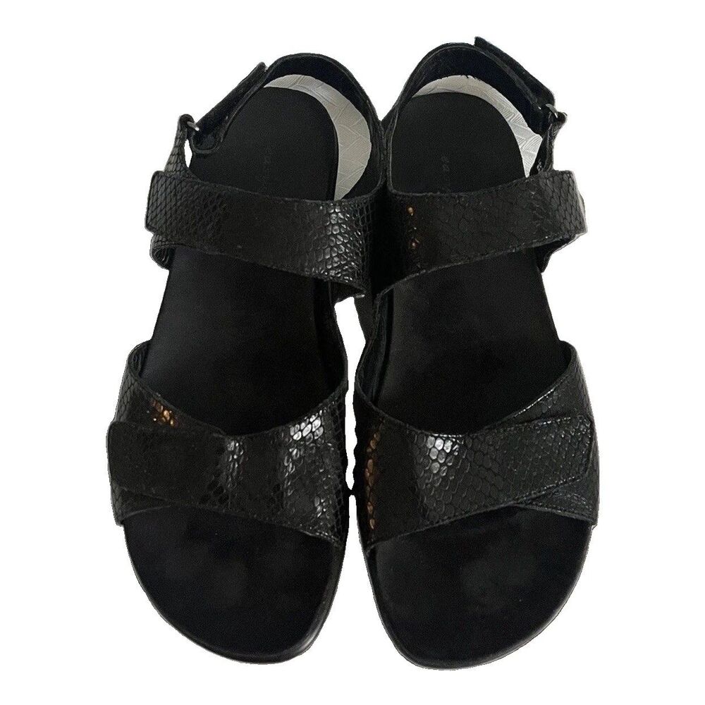 Easy Spirit Hartwells Black Leather Sandals 10M Adjustable